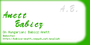 anett babicz business card